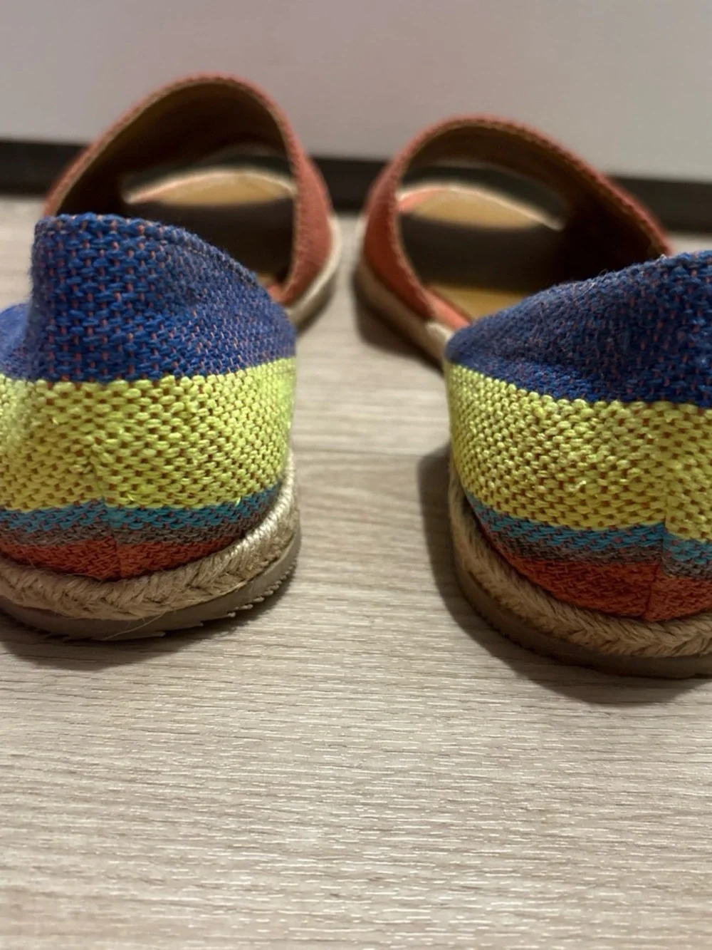 Kaanas Rust Orange Multicolor Woven Espadrille Flats